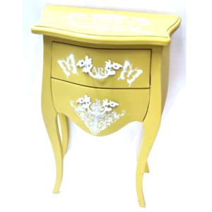 Yellow and White - 2 Draw Hand Painted Small Bedside Tables